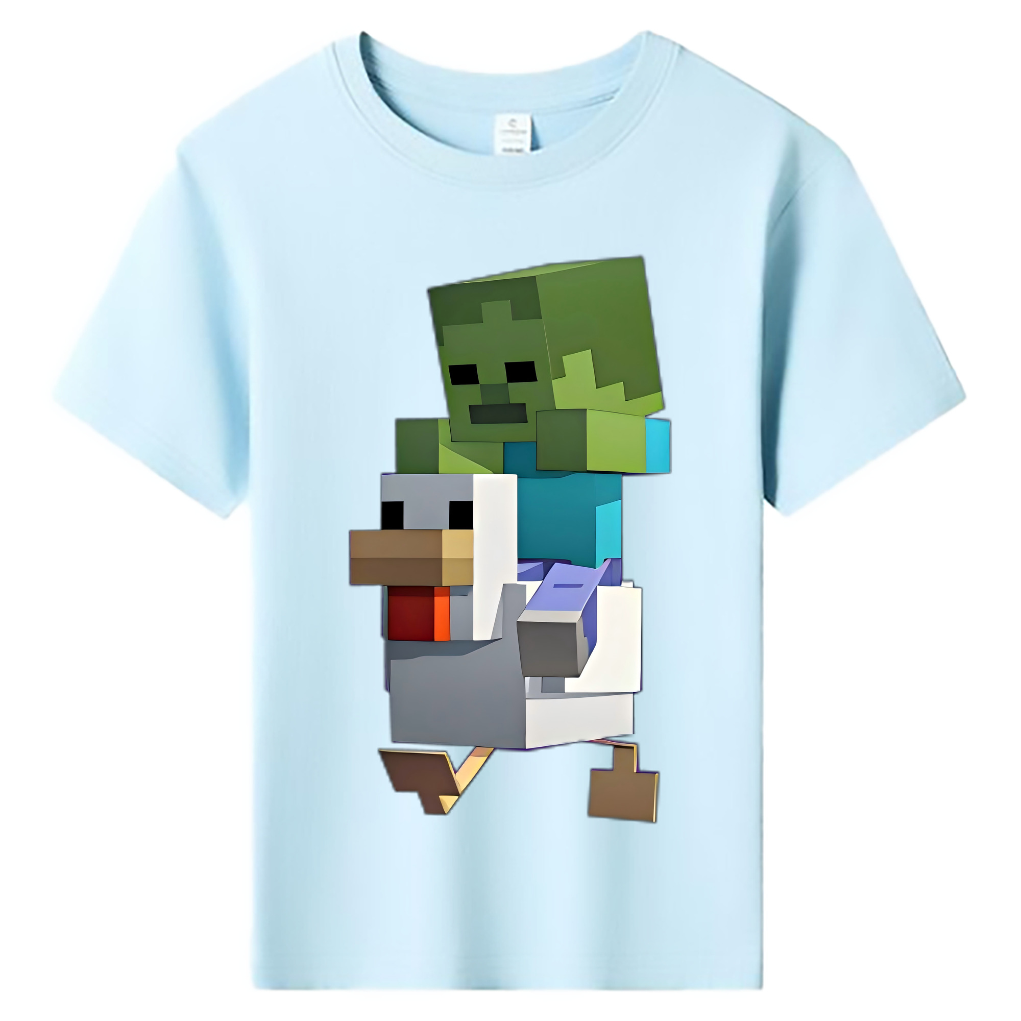 （画像用） マインクラフト ブロックの世界 Minecraft MC Block world 綿100％キッズTシャツ（フロントプリント）